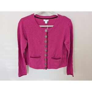 Sundance Fuchsia Pink Extrafine Merino Wool Light Knit Cardigan Sweater Sz P S